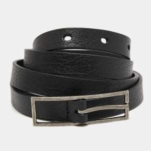 Saint Laurent Black Leather Slim Buckle Belt 100CM