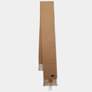 Saint Laurent Paris Brown Cashmere Fringed Scarf 