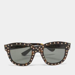 Saint Laurent Brown SL100 Lou Studded Square Sunglasses