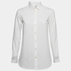 Saint Laurent White Pinstripe Cotton Shirt S