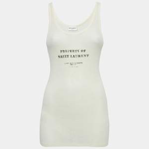 Saint Laurent Cream Printed Tank Top S