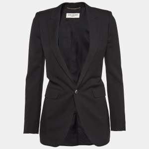 Saint Laurent Black Gabardine Single Breasted Blazer S