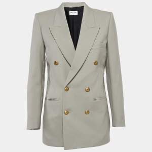 Saint Laurent Paris Beige Wool Double Breasted Blazer S