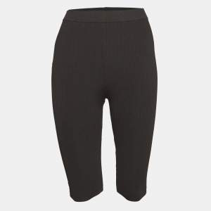 Saint Laurent Paris Black Rib Knit Cropped Leggings XS