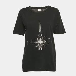 Saint Laurent Paris Black Eiffel Tower Print Jersey T-Shirt XS