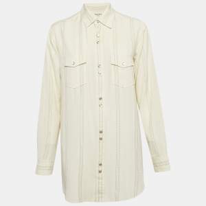 Saint Laurent Paris Cream Stripe Lurex and Cotton Blend Shirt XS