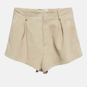 Saint Laurent Beige Suede Pleated Shorts S