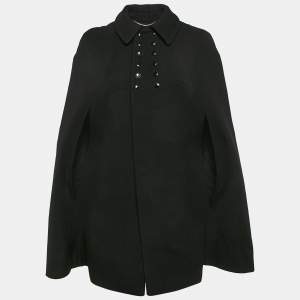 Saint Laurent Black Wool Cape Coat M