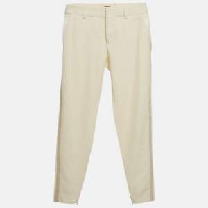 Saint Laurent Cream Wool Slim Fit Trousers S