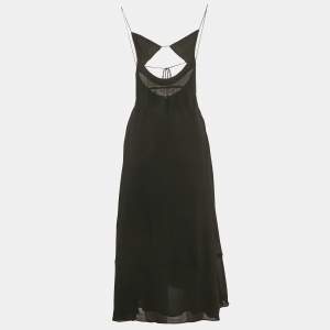 Saint Laurent Black Crepe Cut-Out Midi Dress S