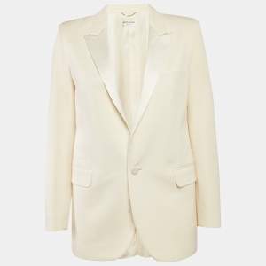 Saint Laurent Cream Wool Single-Breasted Blazer S