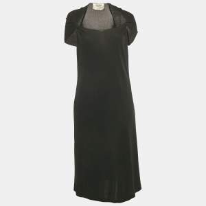 Saint Laurent Vintage Black Jersey Twist Detail Short Dress L