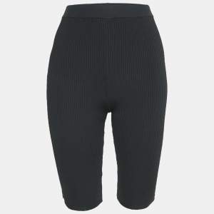 Saint Laurent Black Rib Knit Rider Shorts XS