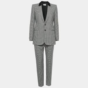 Saint Laurent Black/White Houndstooth Wool Suit M