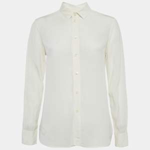 Saint Laurent Paris Off-White Silk Button Front Blouse M