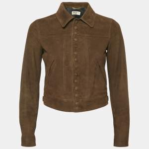 Saint Laurent Brown Nubuck Suede Button Front Jacket S