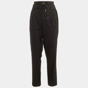 Saint Laurent Black Wool Elasticated Waist Detail Pants L