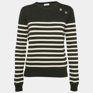 Saint Laurent Black/White Striped Wool Knit Sweater S