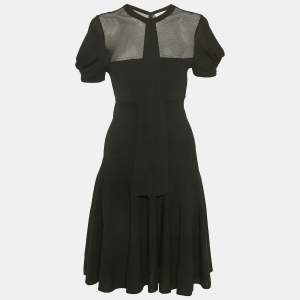 Saint Laurent Black Knit & Mesh Skater Mini Dress XL