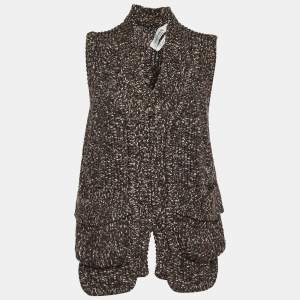 Yves Saint Laurent Brown Wool Knit Sleeveless Jacket XL