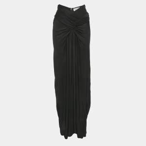Pre Owned Saint Laurent Black Jersey Draped Maxi Skirt S