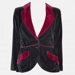 Pre Owned Saint Laurent Paris Black Corduroy Peplum Balzer Size M