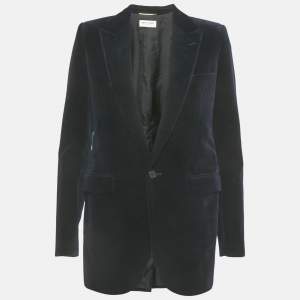 Pre Owned Saint Laurent Paris Navy Blue Velvet Blazer S