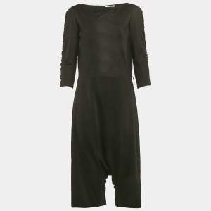 Pre Owned Saint Laurent Paris Black Jersey Frilled Playsuit S