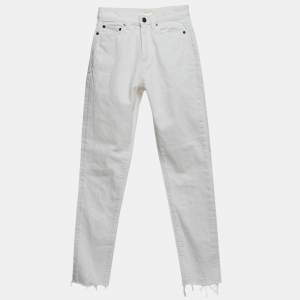Pre Owned Saint Laurent White Denim Straight Fit Jeans S/Waist 25"