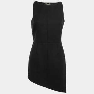Saint Laurent Black Wool Asymetric Sleeveless Dress M