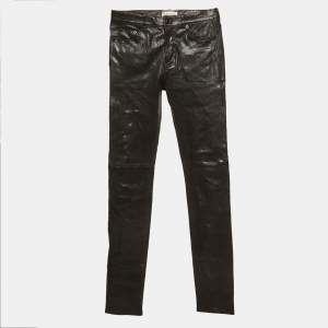 مملوكة مسبقًا Saint Laurent Black Leather Mid Rise Pants M