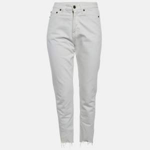 مملوكة مسبقًا Saint Laurent White Denim Straight Fit Jeans S/Waist 26"