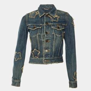 Pre Owned Saint Laurent Blue Denim Distressed Jacket XS