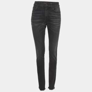 مملوكة مسبقًا Saint Laurent Paris Black Denim Frayed Hem Jeans L Waist 34" 