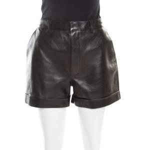 Saint Laurent Paris Black Lamb Leather Shorts L