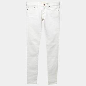 Saint Laurent Paris White Cotton Stretch Denim Skinny Jeans M