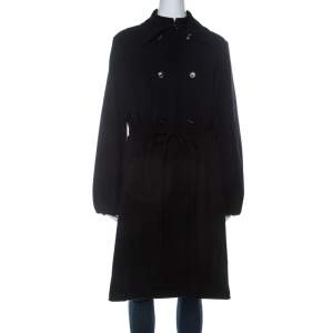 Yves Saint Laurent Edition 24 Black Mohair Blend Drawstring Waist Coat L