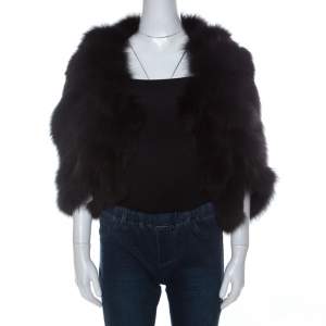 Saint Laurent Paris Edition Soir Black Fox Fur Bolero M 