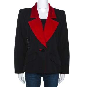 Yves Saint Laurent Rive Gauche Vintage Black Wool Velvet Lapel Blazer L