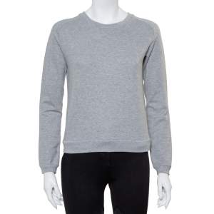 Pre Owned Yves Saint Laurent Grey Cotton Crewneck Sweatshirt M