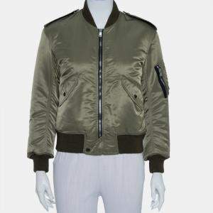 Saint Laurent Paris Military Green Synthetic Bomber Jacket M
