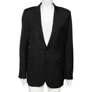 Saint Laurent Black Wool Single Breasted Blazer XXL 