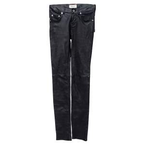 Saint Laurent Black Lambskin Leather Skinny Pants S
