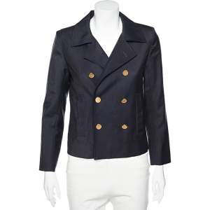 Saint Laurent Navy Blue Wool Double Breasted Blazer M