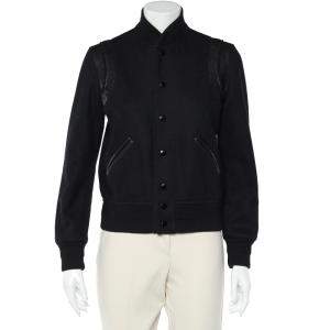 Saint Laurent Black Wool Varsity Jacket M