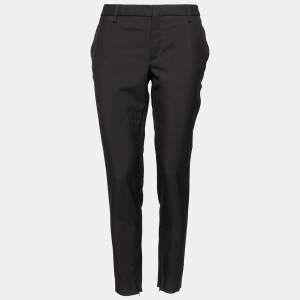 Saint Laurent Black Wool Zipped Hem Detailed Tapered Pants L