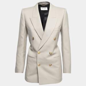 Saint Laurent Taupe Wool Double Breasted Blazer S