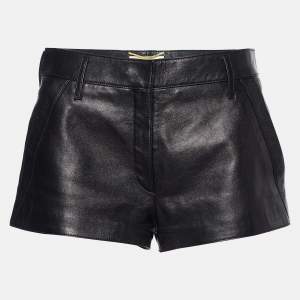 Saint Laurent Black Leather Shorts M