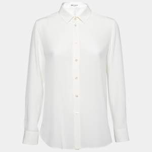 Saint Laurent Off-White Crepe de Chine Silk Shirt M