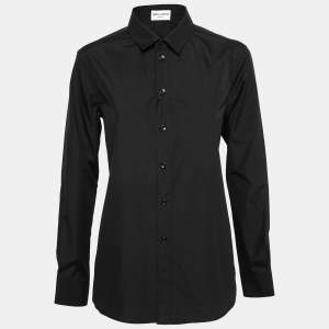 Saint Laurent Black Poplin Button Front Shirt L